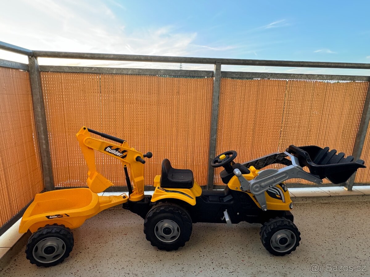 Traktor na šlapání s nakladačem a bagrem Builder