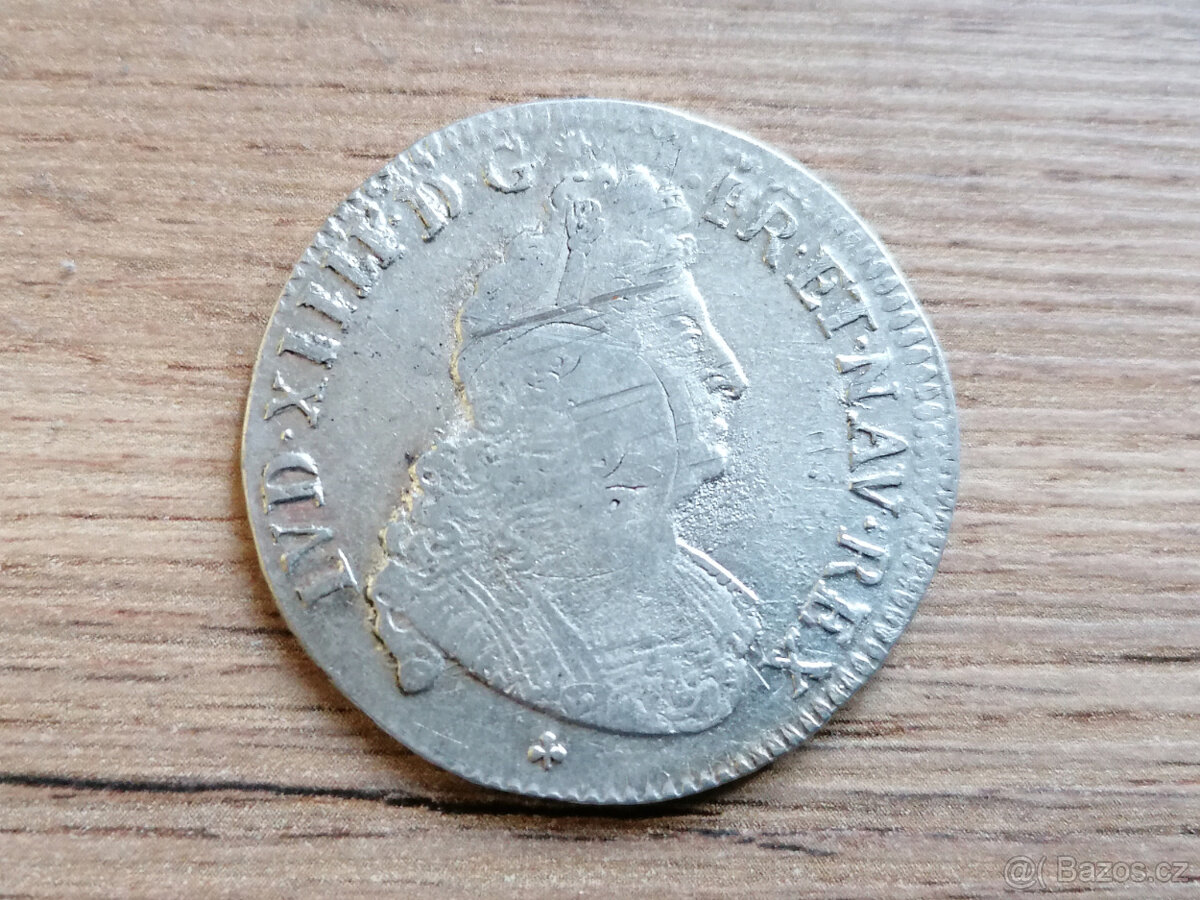 Stříbro 1/2 Ecu 1704 král Slunce Ludvík XIV. stříbrná mince