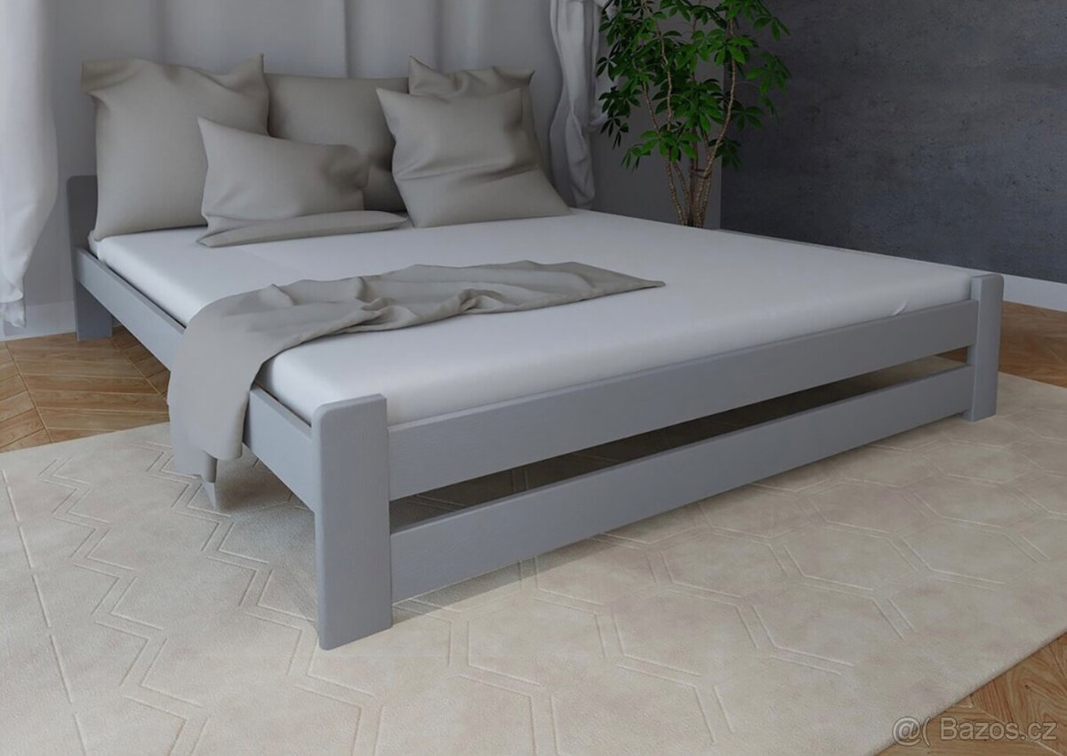 Nová postel 180x200 cm ŠEDÁ + rošt