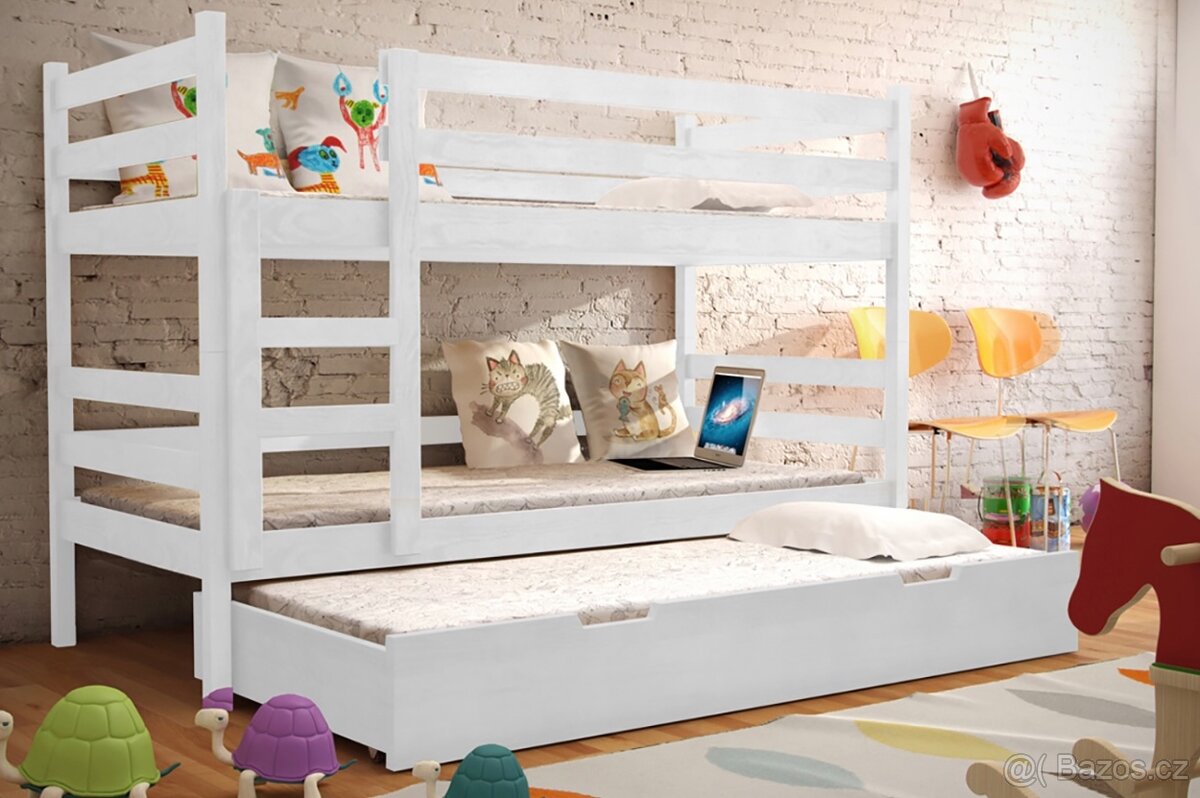 NOVÁ Patrová postel palanda MASIV 3x MATRACE