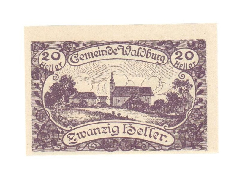 20 Heller z Waldburgu, Rakousko, Horní Rakousy1920