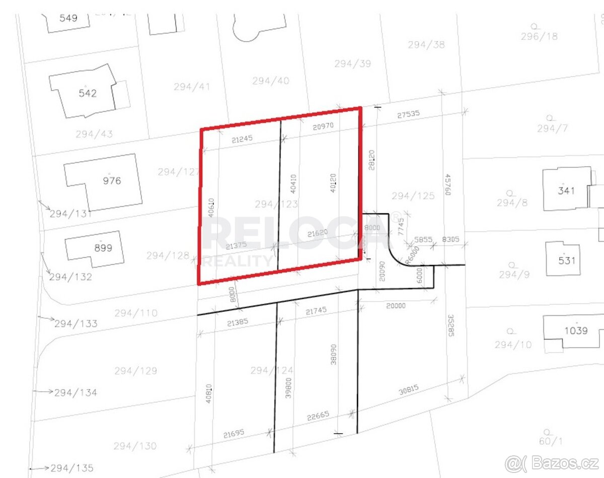 Stavební pozemek, 846m2, ing. sítě, cesta, Jesenice, Osnice.