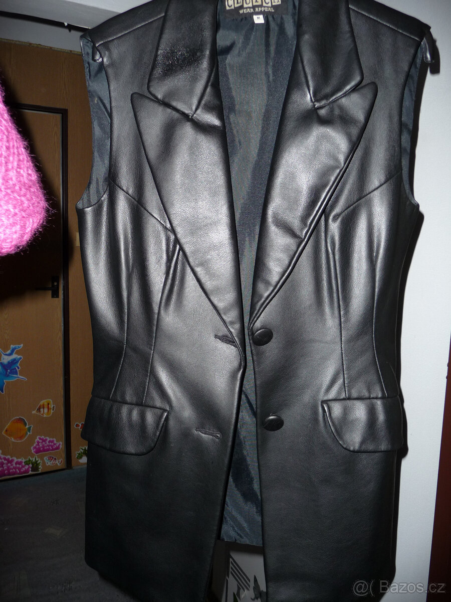 Vesta kožená prodloužená dámská, vel.40