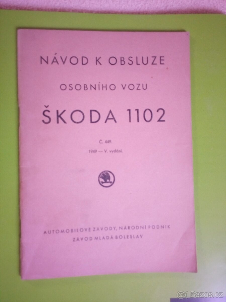 škoda 1102-návod k obsluze 1949-originál