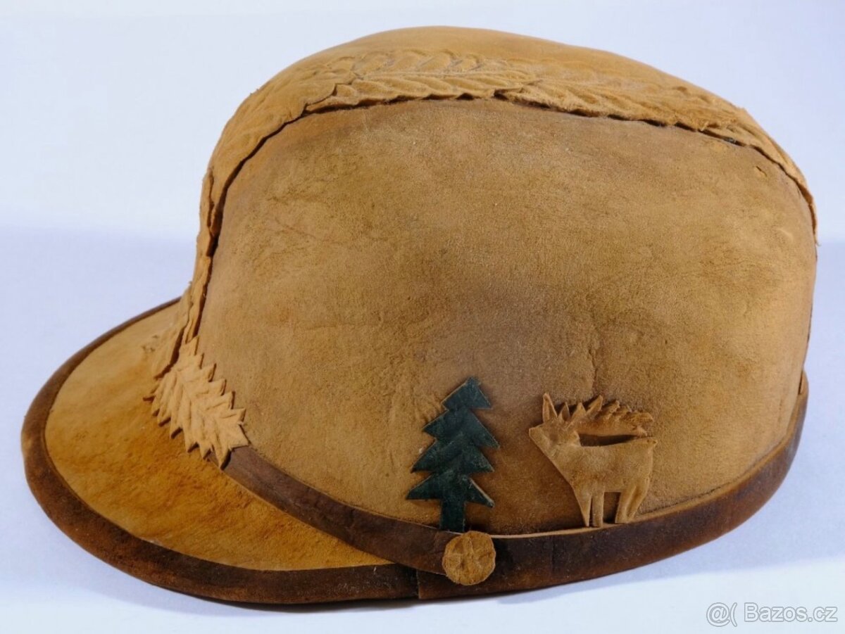 Starožitný klobouček myslivecký kožený