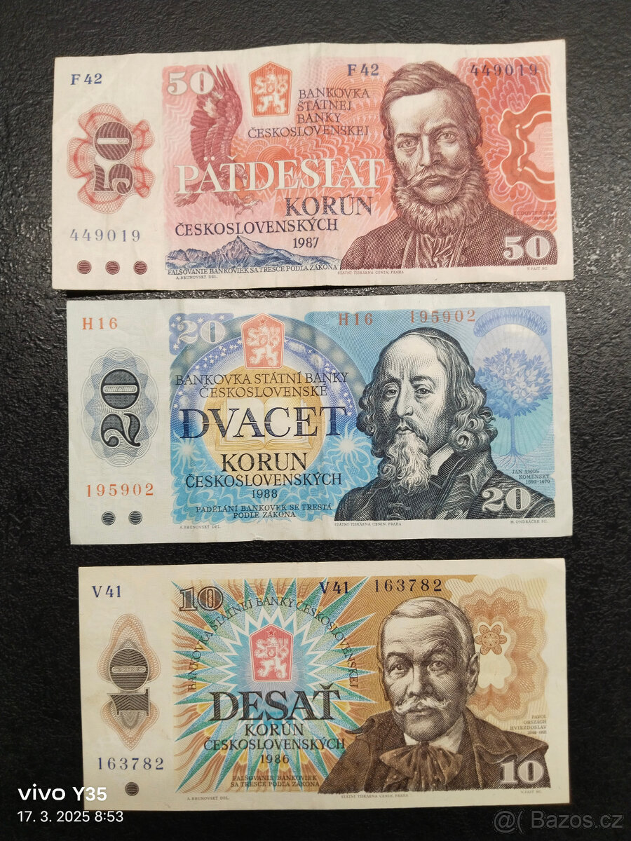 Bankovky Československo 1985 - 1988