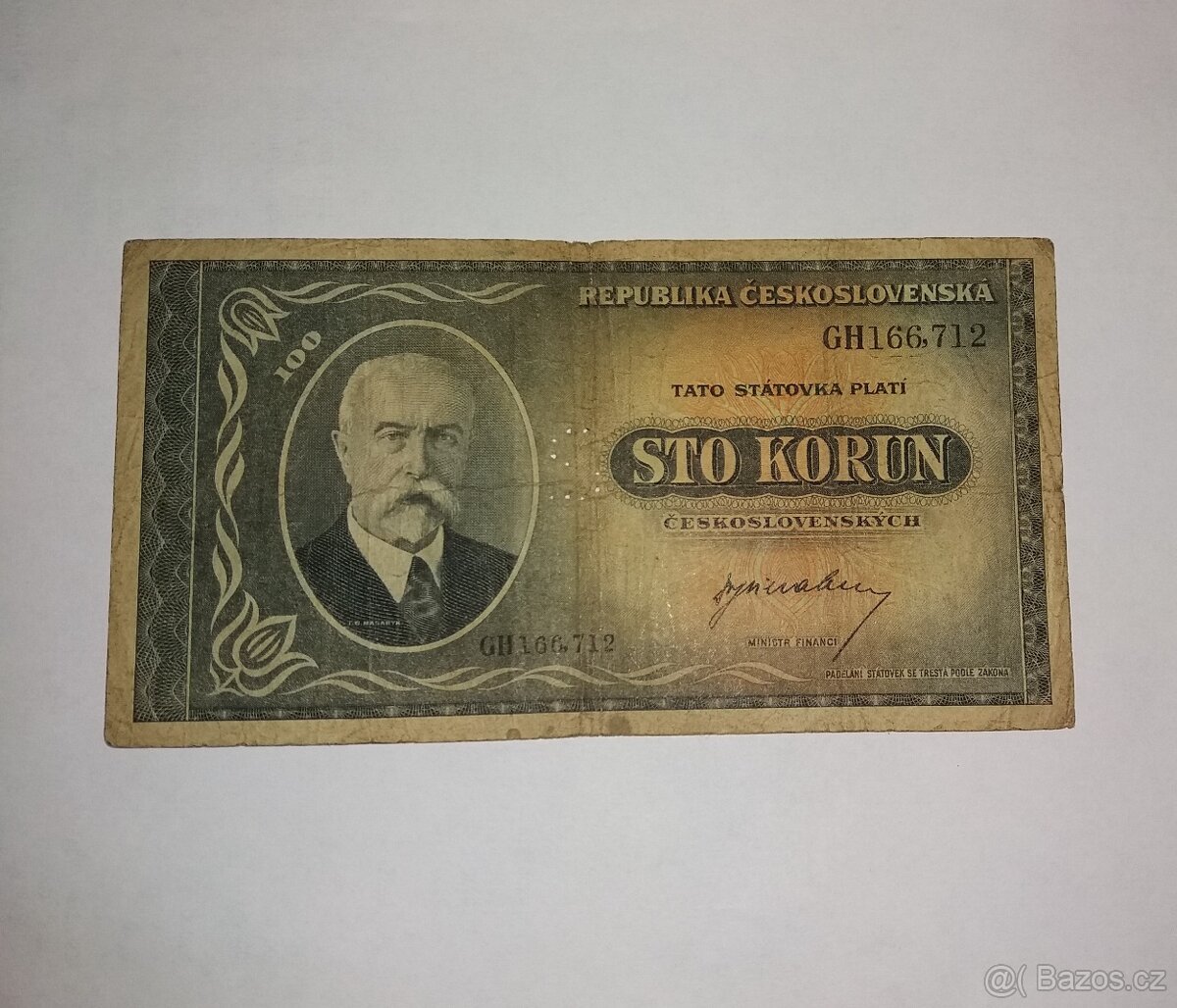 100 korun 1945(bez data),vzácné S-písmeno, pěkný stav, vyhle