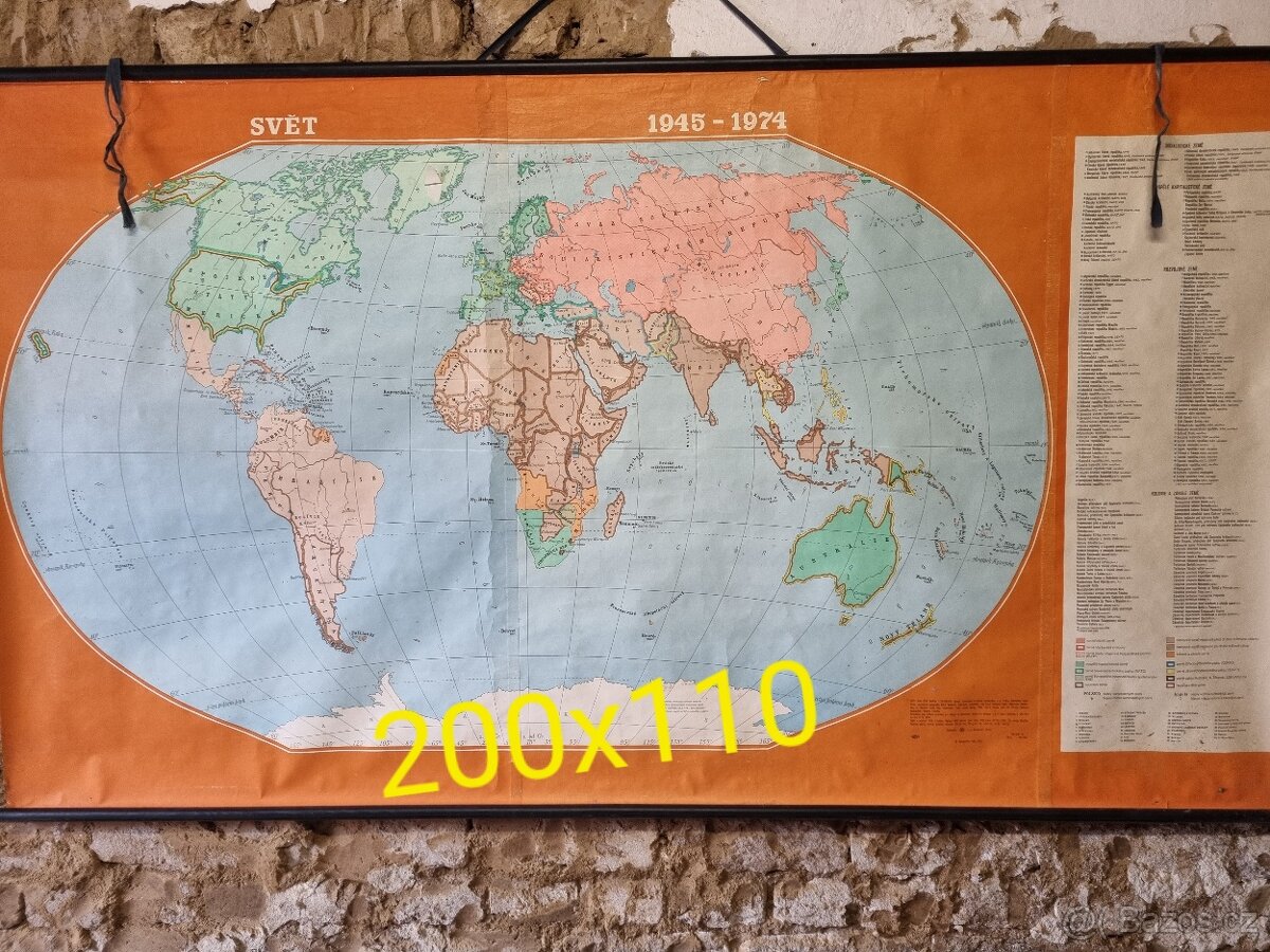 Školní mapa svět 1945-1974 200x110
