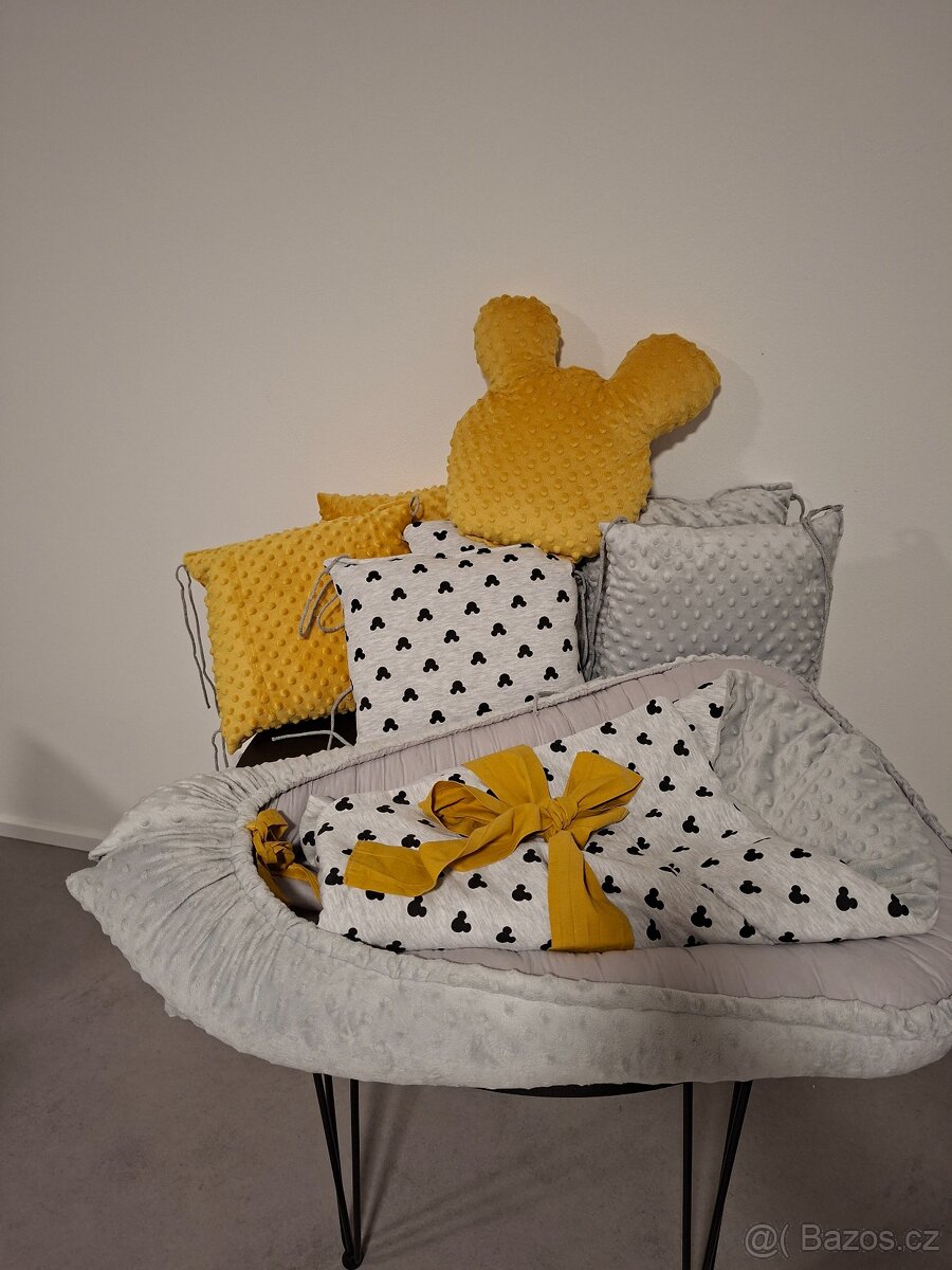 Set do postýlky Mickey Mouse šedý + žlutý