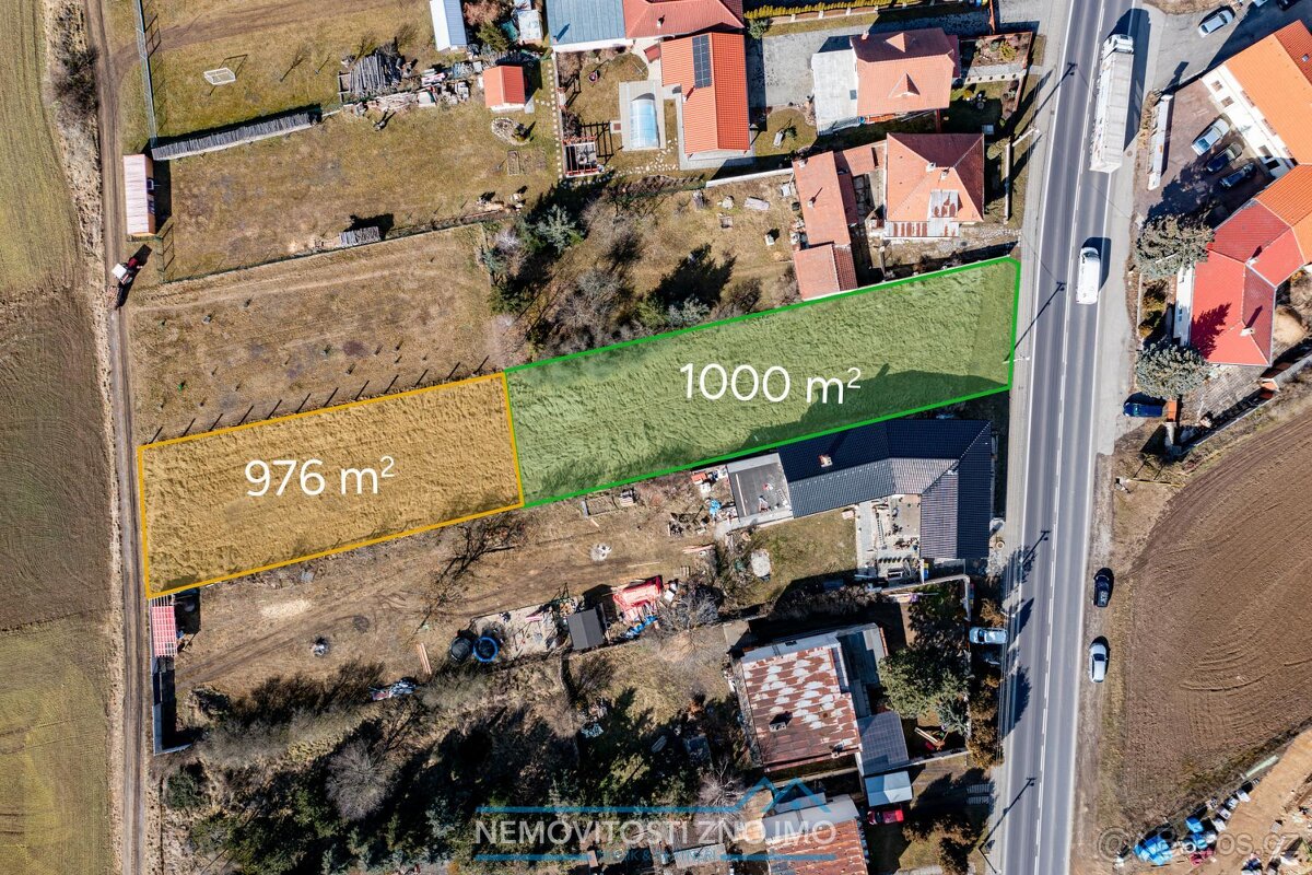 Prodej stavebního pozemku 1000m2, všechny IS, k.ú. Pavlice u