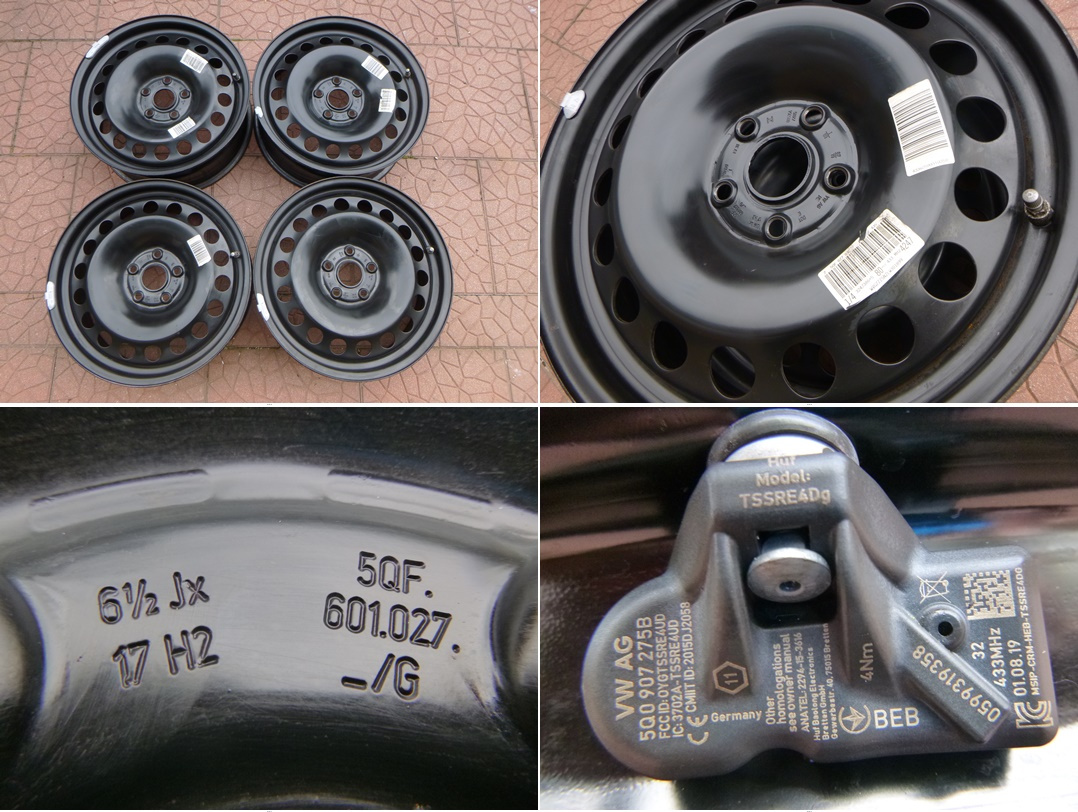 Plechové disky sada originál VW 5x112 6,5Jx17 ET38 TPMS
