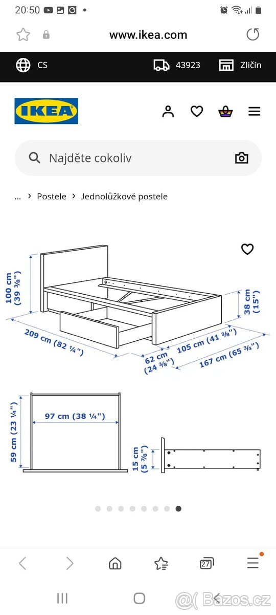Postel s úložným prostorem