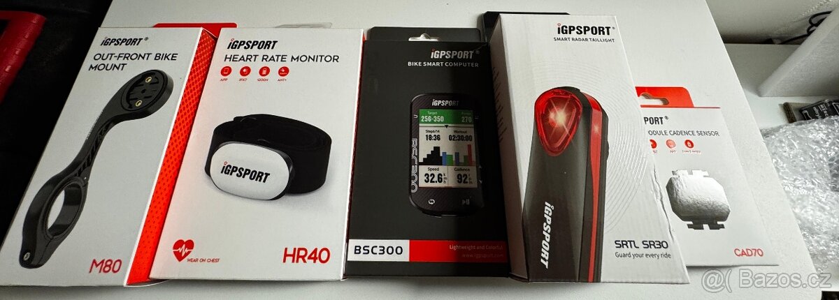 Cyklopočítač iGPSport BTS300 + cykloRADAR + senzory KOMPLET