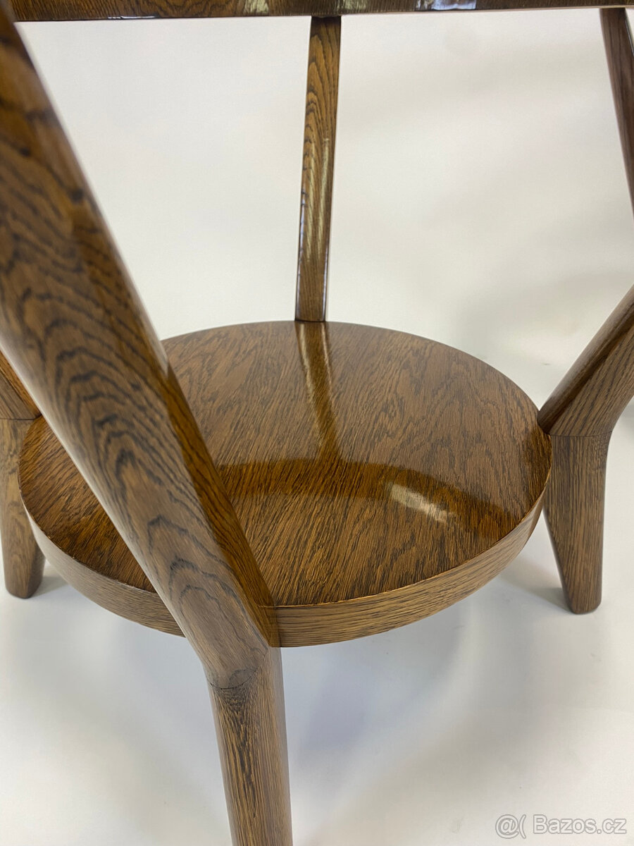 Luxusní stolek Kropáček - šelak, nové sklo, .. TOP