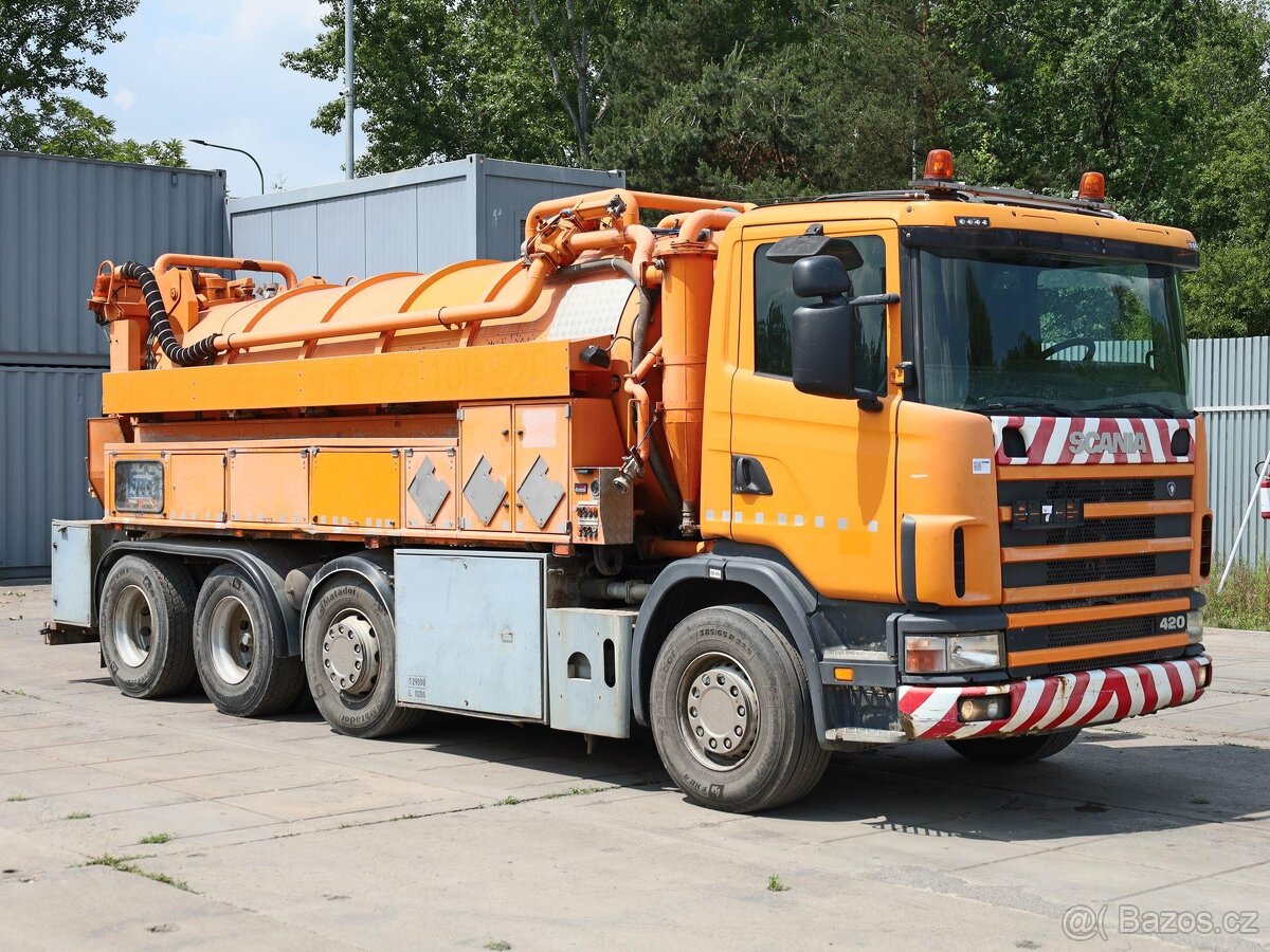Scania R 124 GB,  FEKÁL, 8x2, 33 TUN, 13 CBM (DVĚ KOMORY 11+