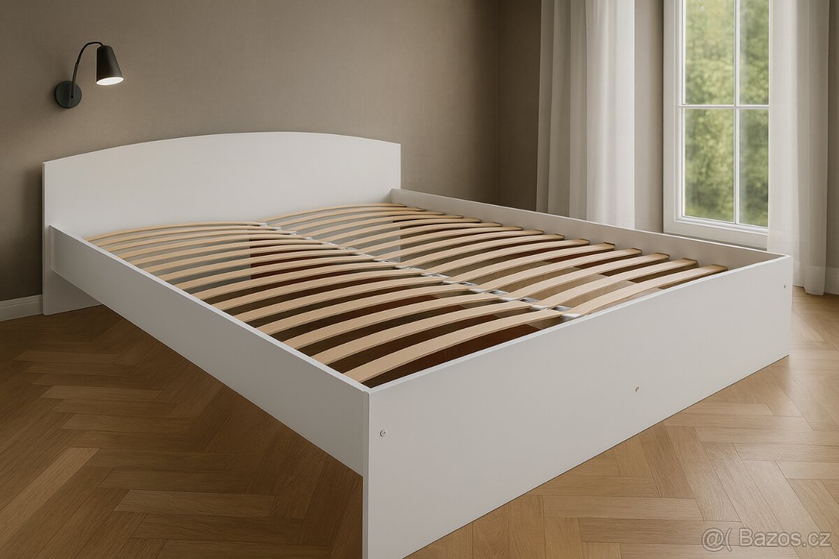 Postel bílá s roštem a možností přikoupit matrace Nové