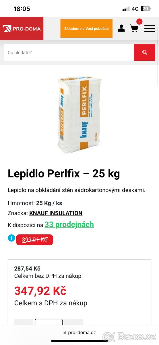 8ks lepidla Perlfix 25kg