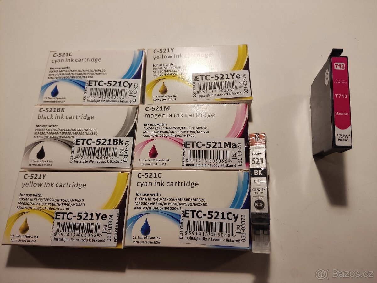 Cartridge Canon 520 a 521 kompatibilní+ Epson 713