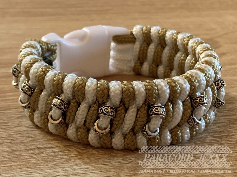 PARACORD náramek (17 cm) bronze - white