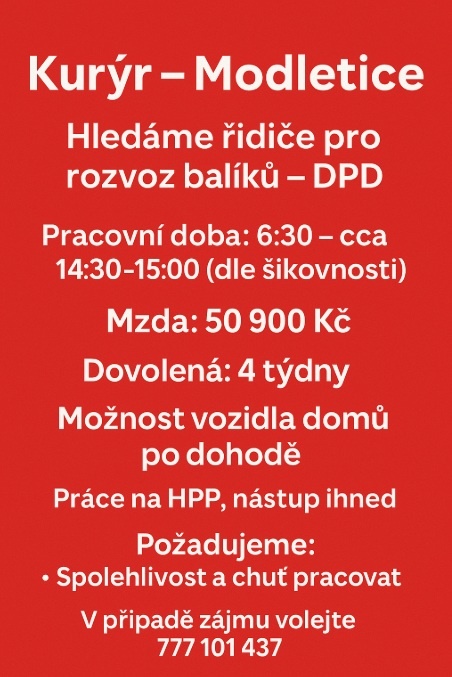 Kurýr/Modletice 50 900,-