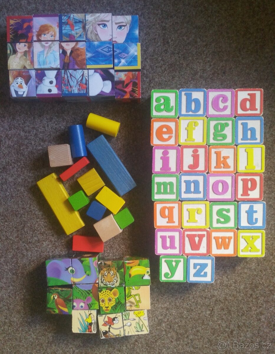 Dřevěné kostky pro děti Mix na stavění a skládání Dětské hry