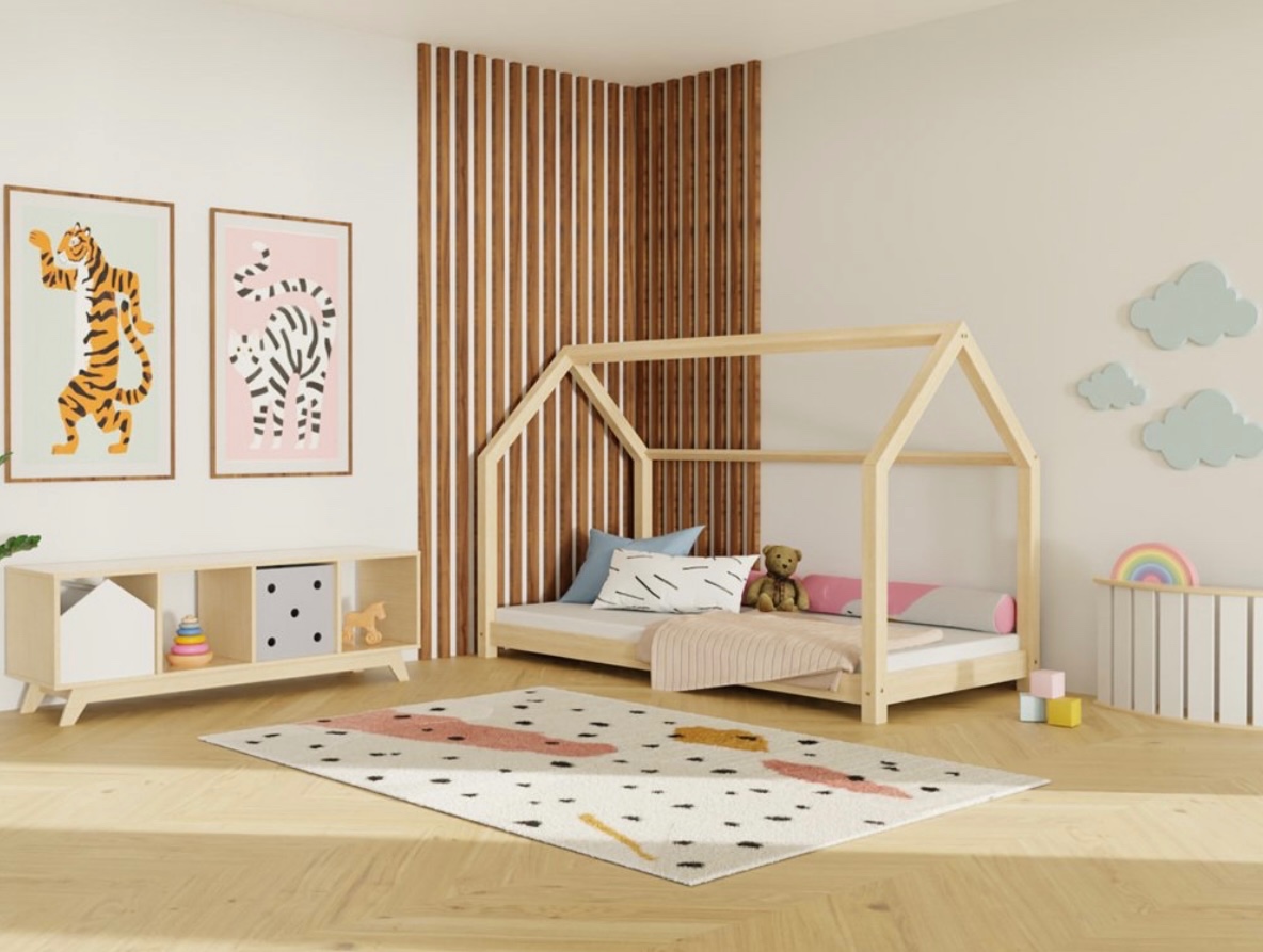 dětská postel domeček včetně roštu a matrace