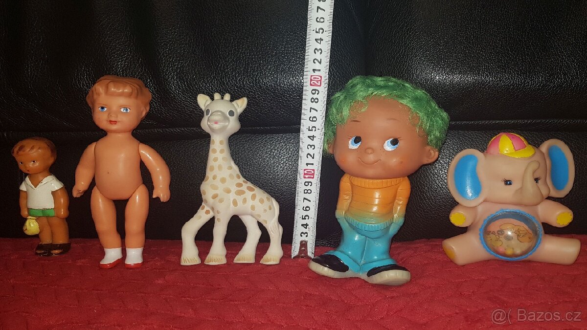 Retro slon žirafa gumová figurka 2 panenky