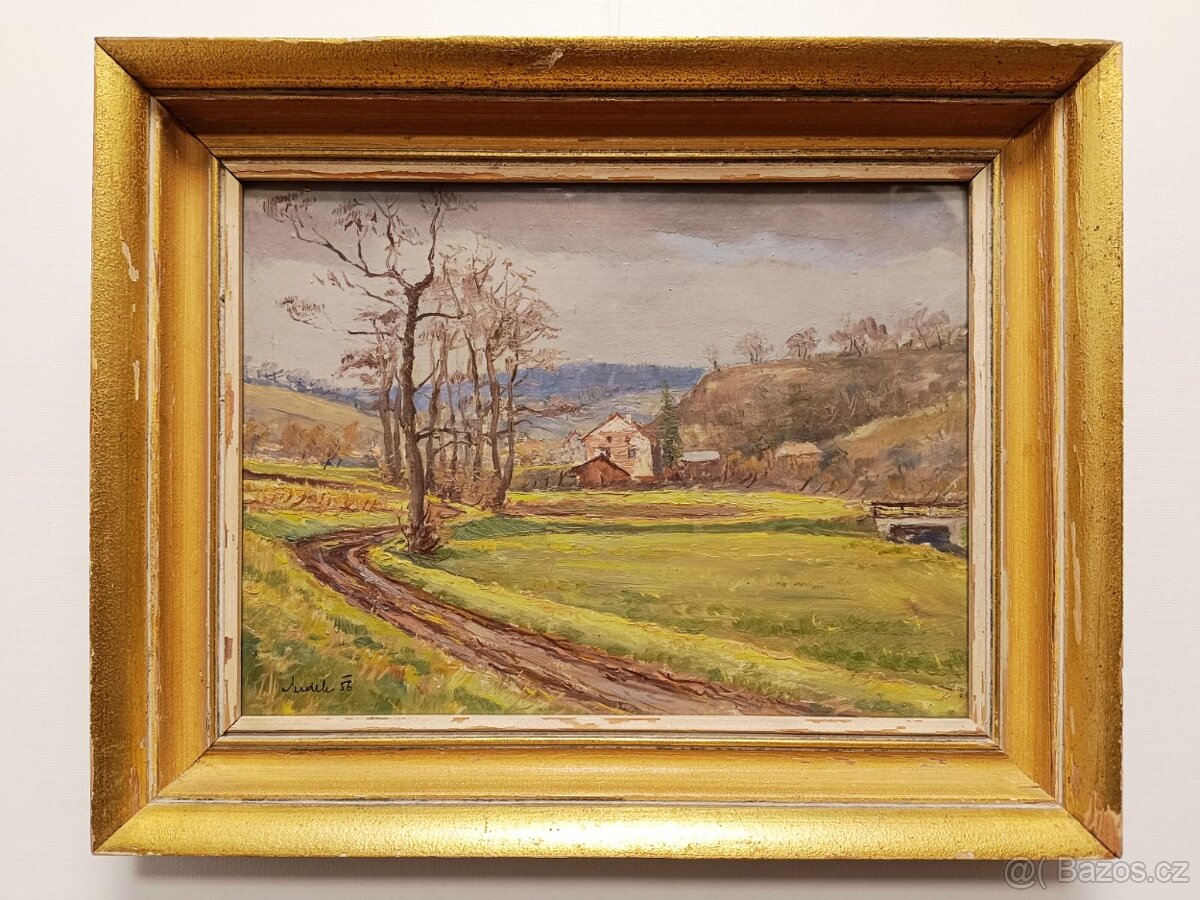 Obraz Jan Medek, Statek 1956 olej na desce 34x43