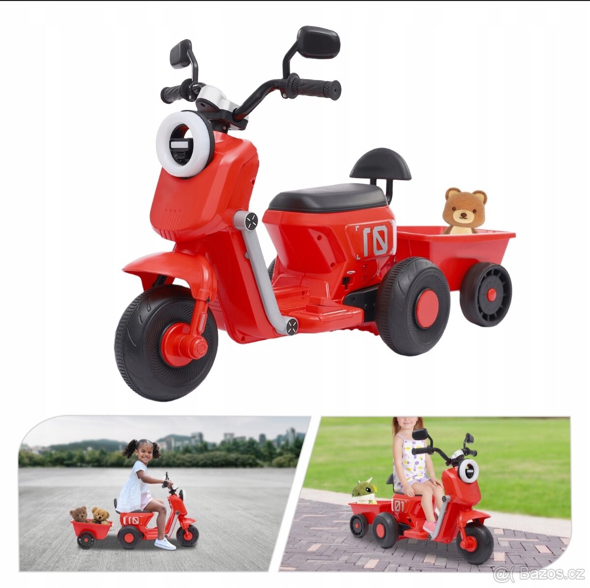 Elektrická motorka pro děti červené se zadní lžící