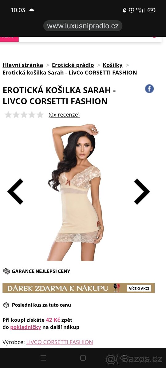 Nováá KOŠILKA Sarah LivCo CORSETTI FASHION, vel.S