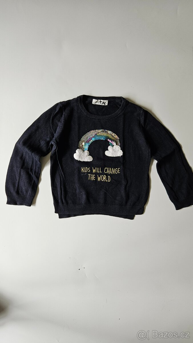Lehčí svetřík s duhou - vel. 104 (H&M)