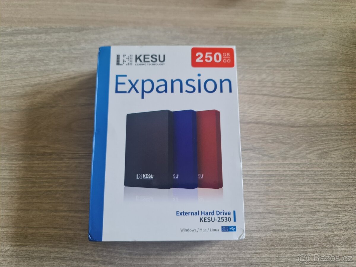 250Gb 2.5 externí disk USB 3 barva modrá nový