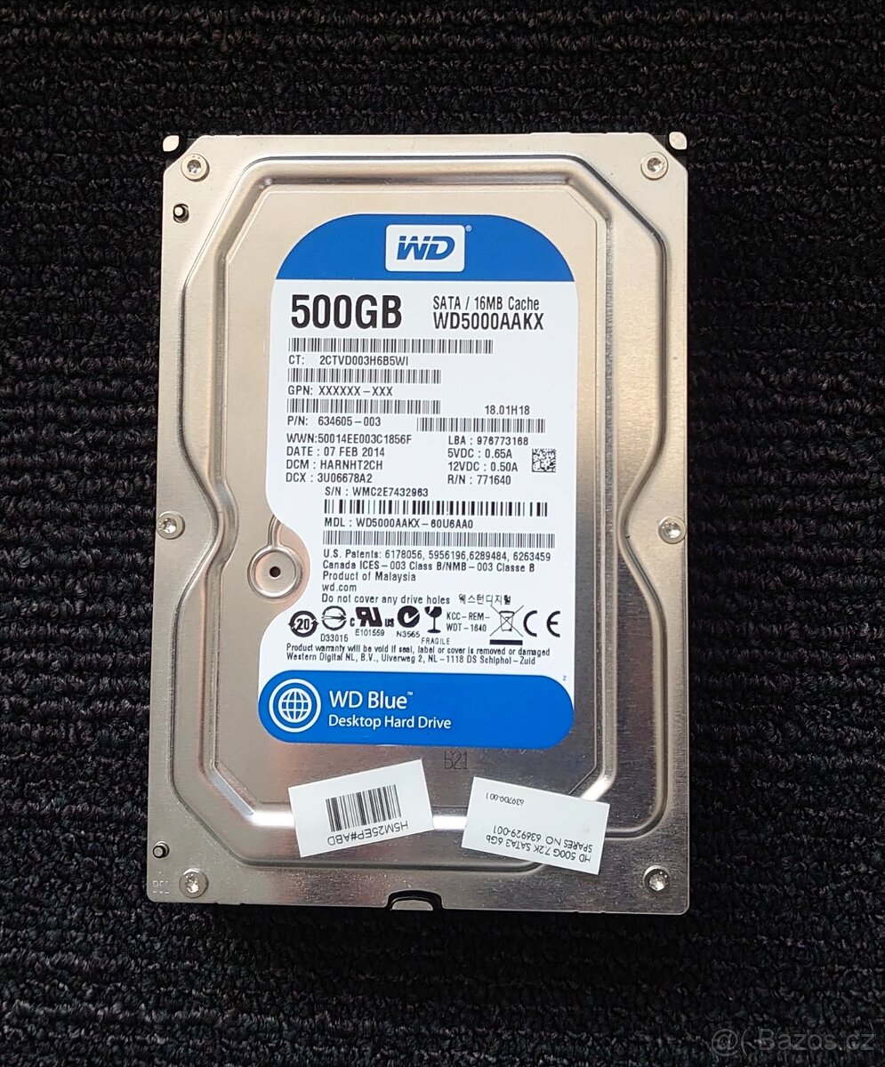 HDD 3,5" kvalitni pouzity disk WD 500 GB