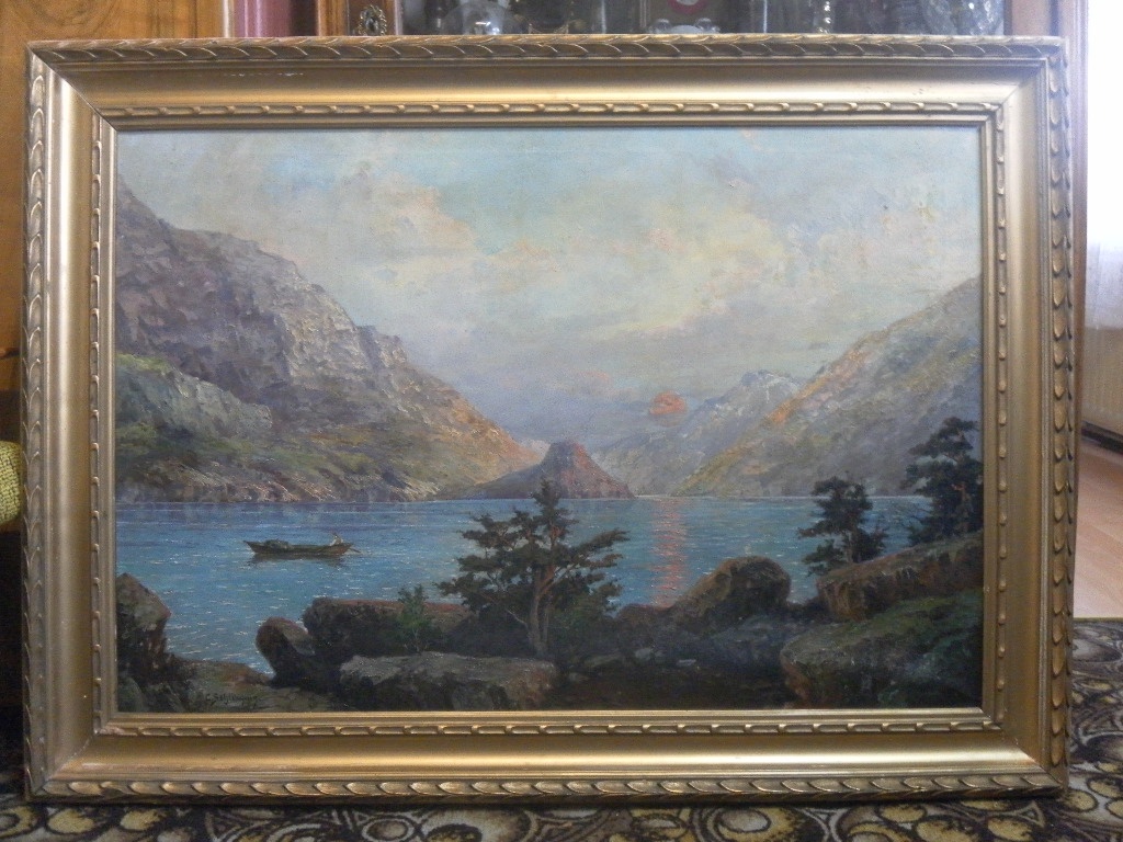 C. Schleuging - Jezero v horách - galerijní obraz - SLEVA