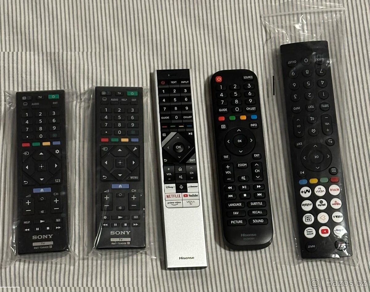 Dialkove ovladace na TV Sony a Hisense