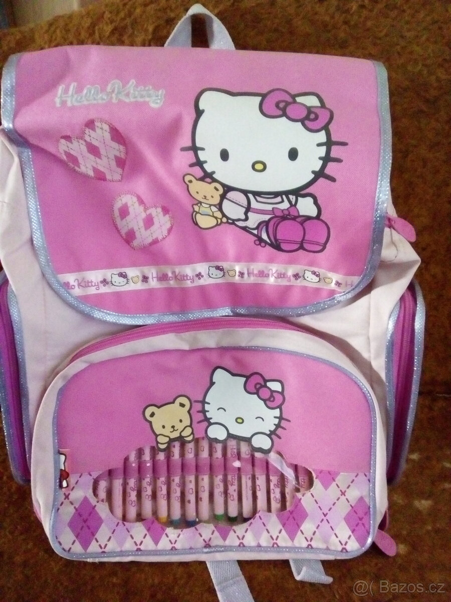 NOVÝ RŮŽOVÝ VYBAVENÝ ŠKOLNÍ BATOH HELLO&KITTY