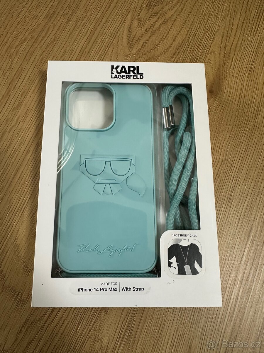 Tyrkysový obal / kryt Karl Lagerfeld iPhone 14 Pro Max