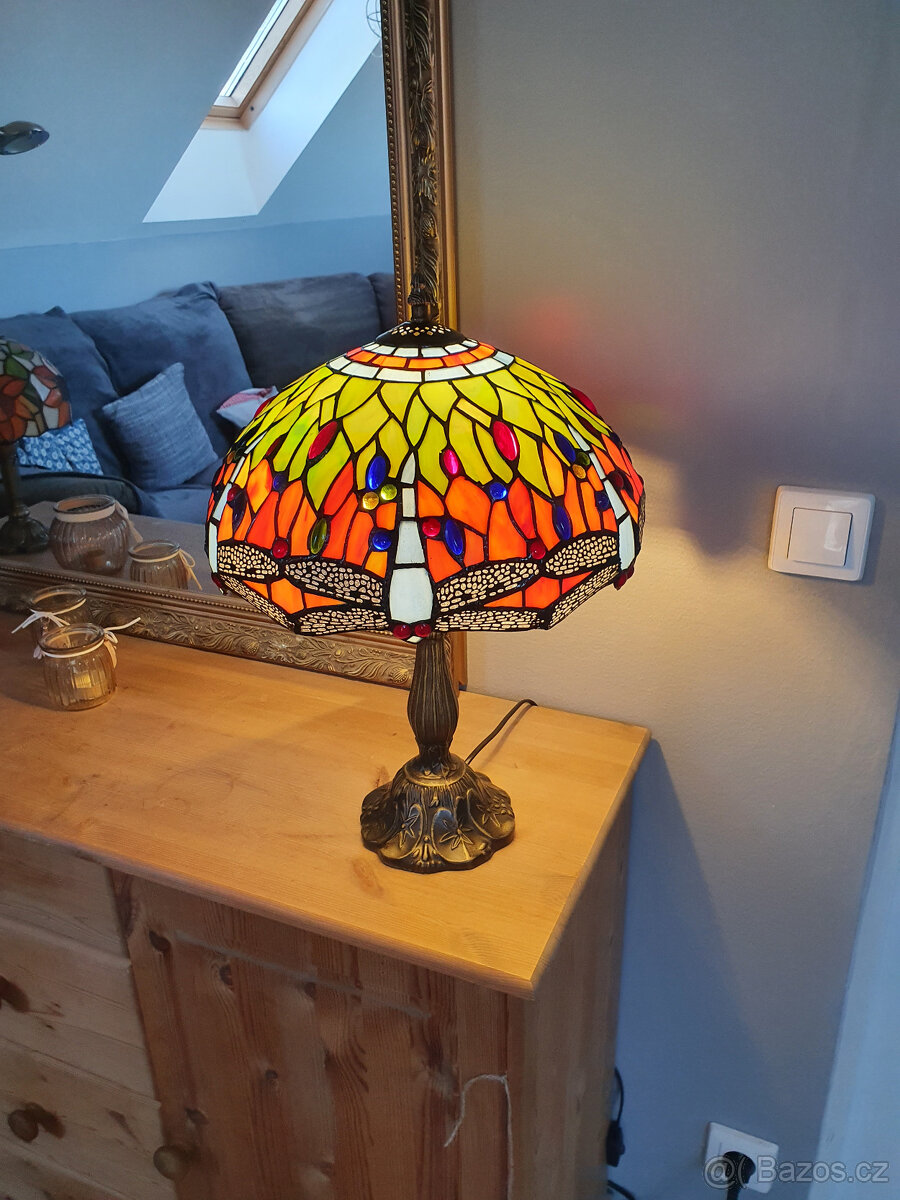Vitrážová lampa VELKÁ - Vážky - Tiffany styl