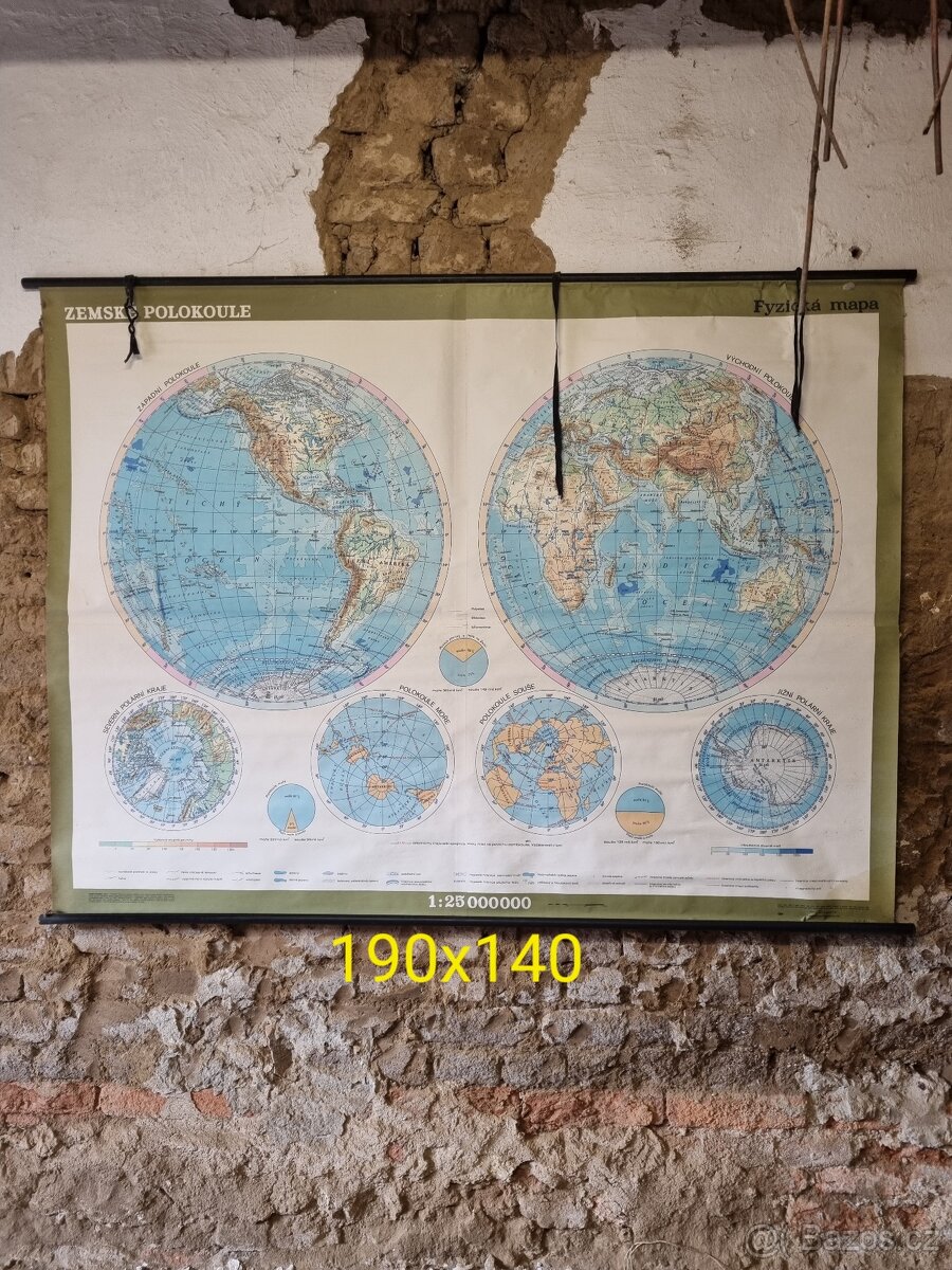 Školní mapa zemské polokoule