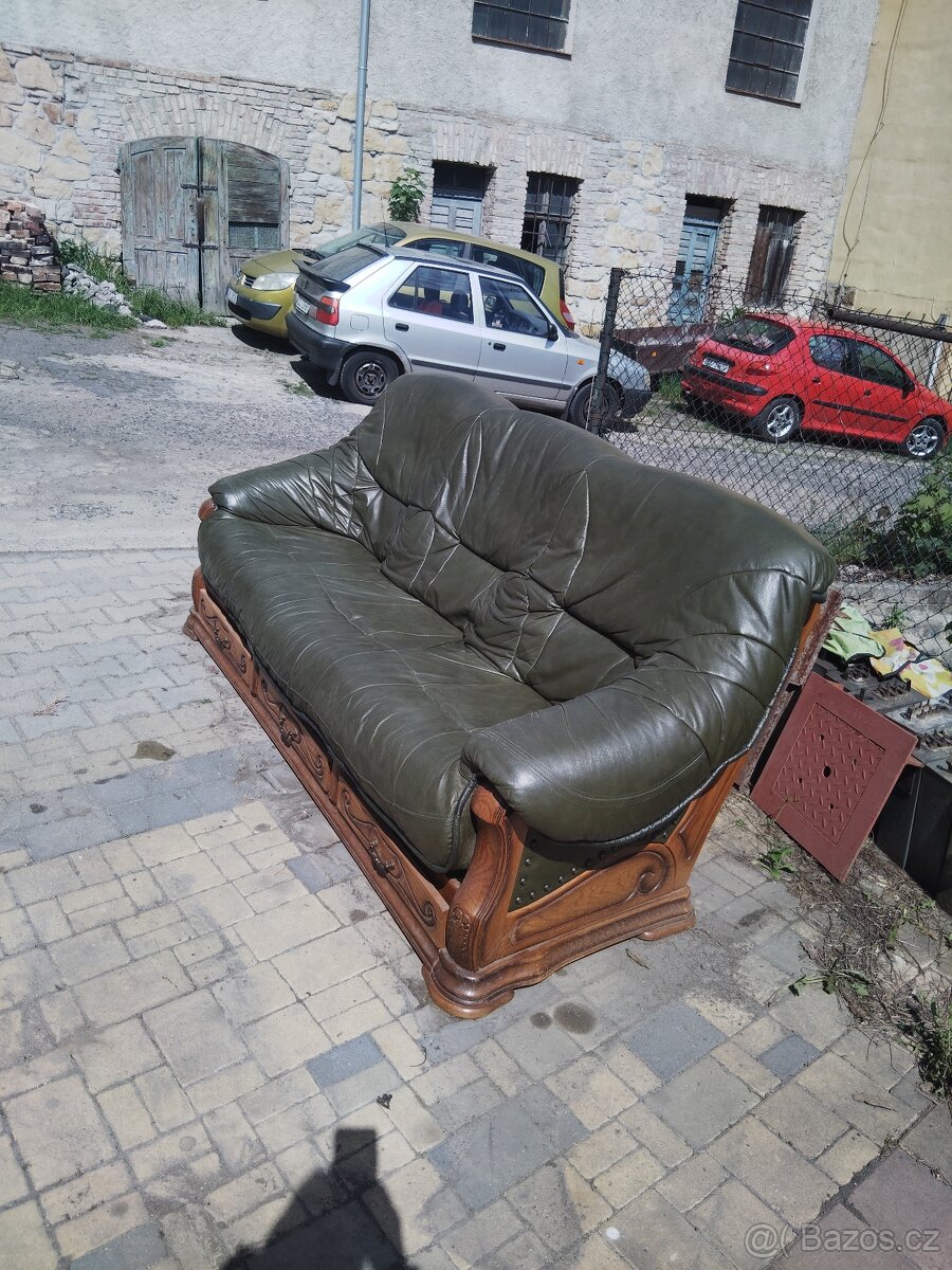 Dřevěná Kožená sedačka holandský styl