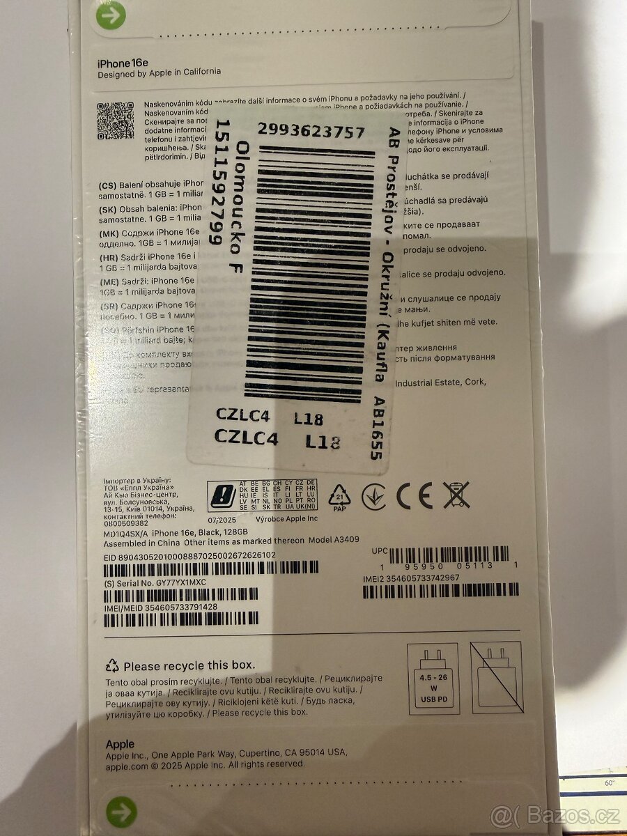 Prodej IPhone 16e 128gb black