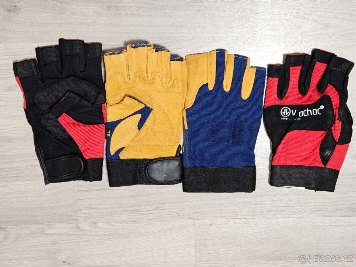 Kombinované pracovní rukavice bezprsté, zesílené. Rozměr 10.