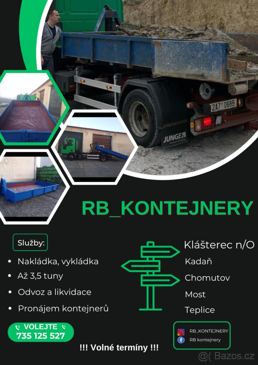 Pronájem kontejnerů, rozvoz materiálu, likvidace odpadů