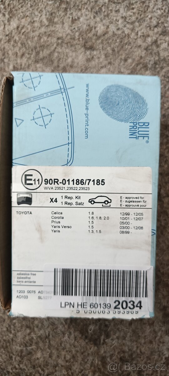 BLUE PRINT ADT342114 zadní brzd. destičky Toyota