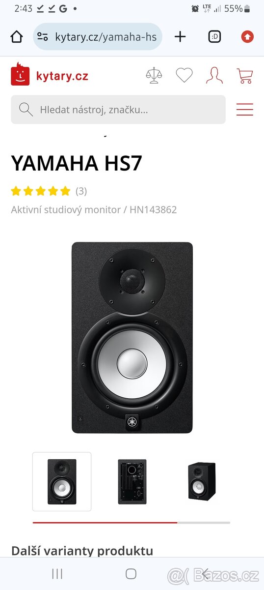 Yamaha hs7 studiové monitory