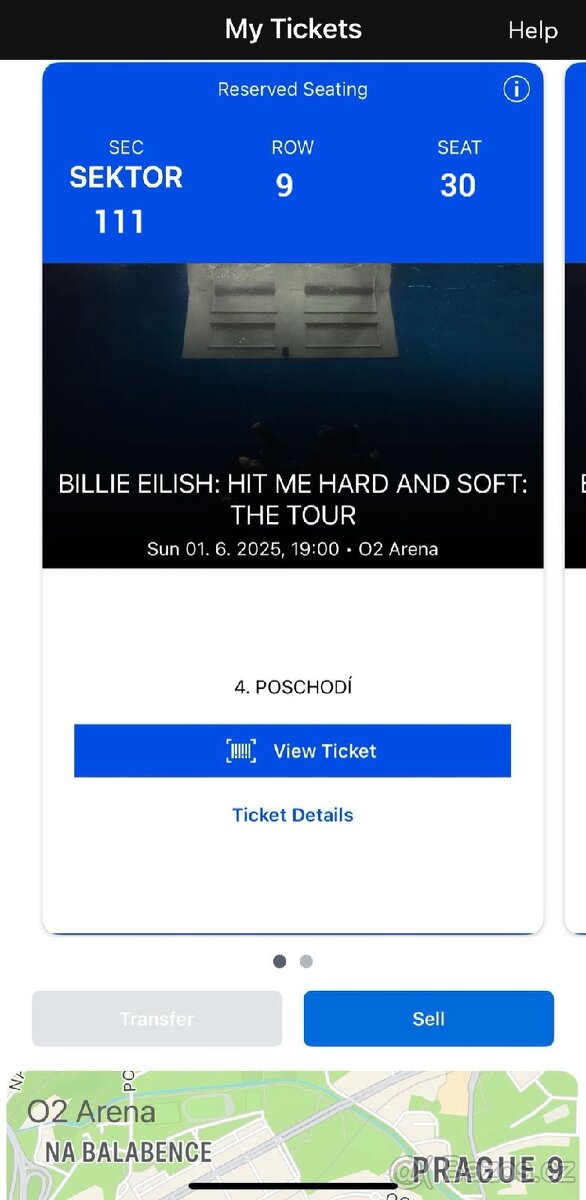 Billie Ellish 3x sezení sektor 111