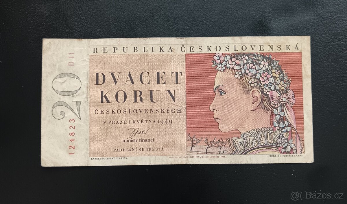 20kčs 1949 II. Vydání - Neperforovaná