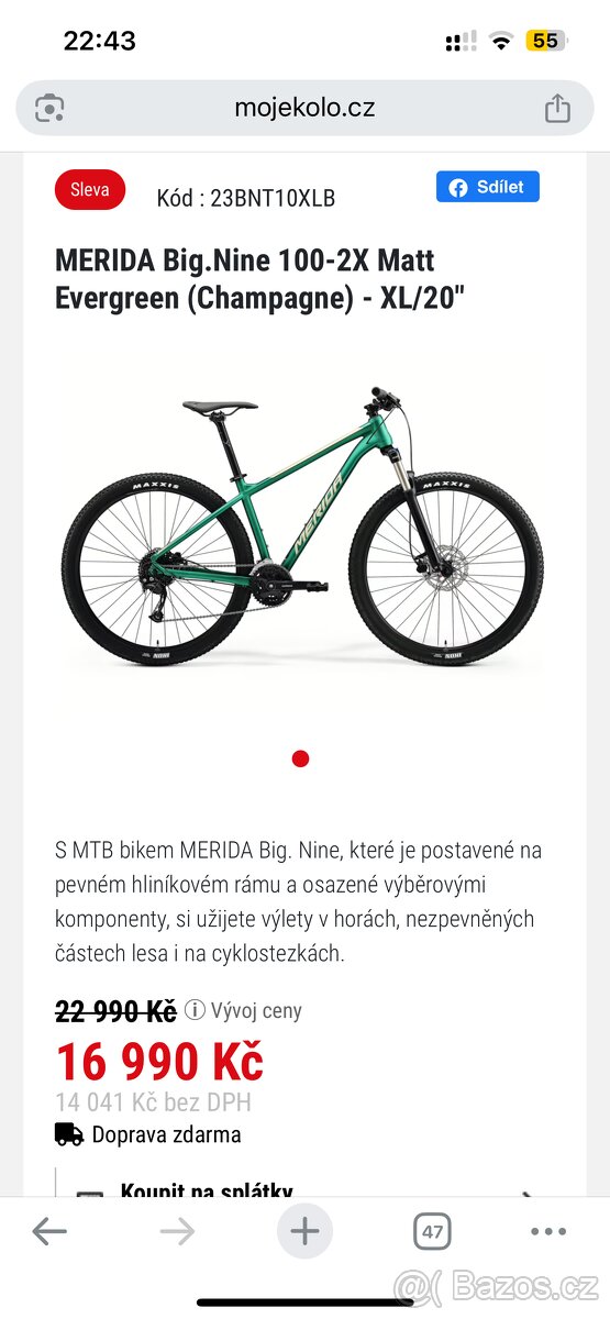 Prodám zcela nové nejeté horské kolo MERIDA Big.Nine 100-2X