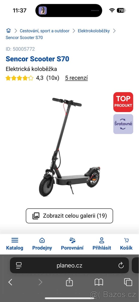 Elektrokoloběžka SENCOR scooter S70