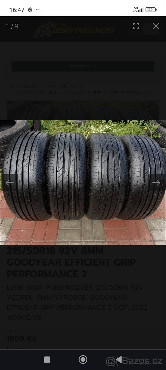 215/50R18 92V 8MM GOODYEAR EFFICIENT GRIP PERFORMANCE 2